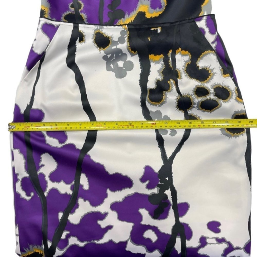 T TAHARI‎ "Jocelin" Luxurious Matte Satin Sheath Dress Bust 34" White Purple - Picture 14 of 15
